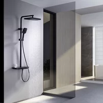 Coloana de dus cu baterie termostatata Inter Ceramic Majestic finisaj negru mat