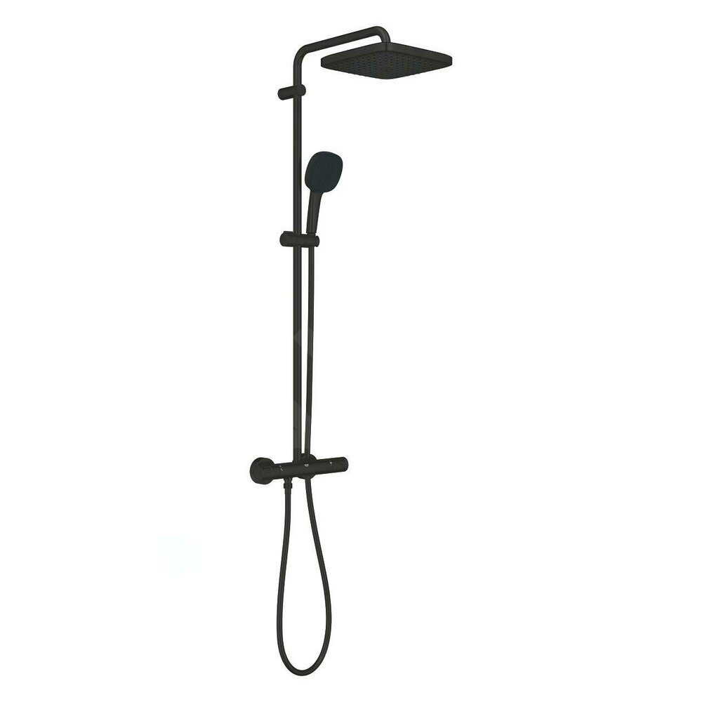 Coloana de dus cu baterie termostatata negru mat Grohe Vitalio 250 Cube