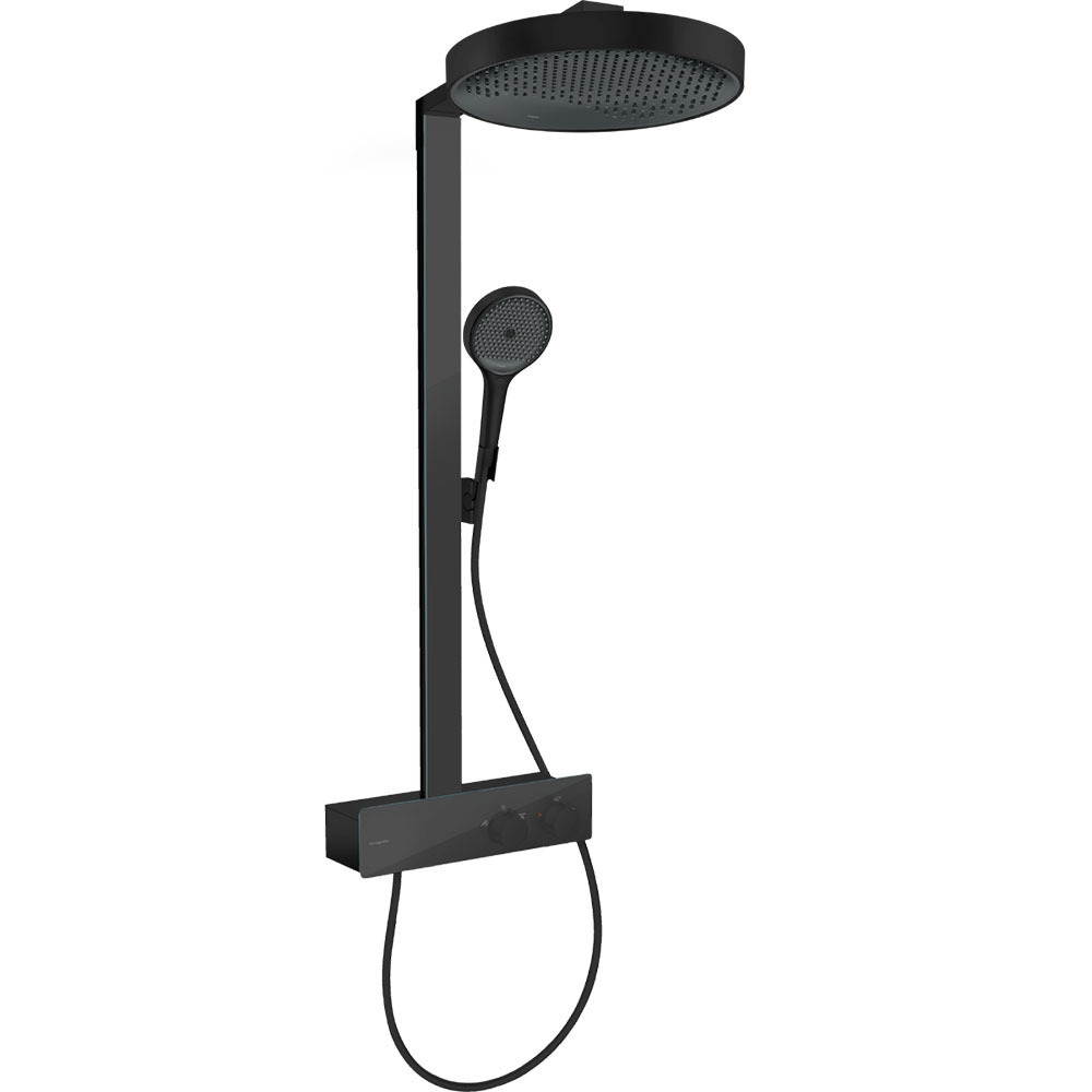 Coloana de dus cu baterie termostatata negru mat Hansgrohe Rainfinity ShowerTablet 350