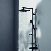 Coloana de dus cu baterie termostatata negru mat Ideal Standard Alu+ palarie patrata