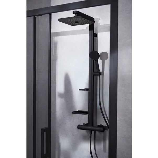 Coloana de dus cu baterie termostatata negru mat Ideal Standard Alu+ palarie patrata picture - 2