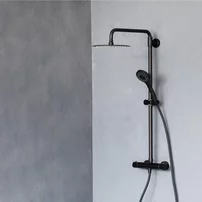 Coloana de dus cu baterie termostatata Rubineta Olo+Thermo finisaj negru mat