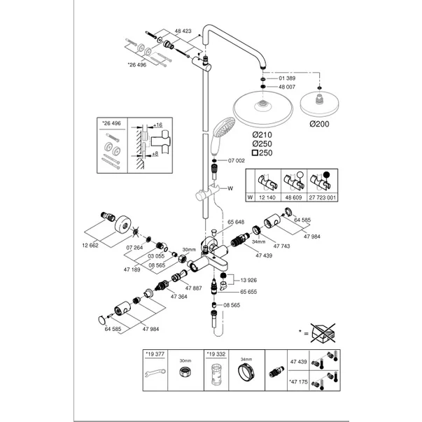 Coloana de dus cu baterie termostatata si pipa cada Grohe Tempesta Cosmopolitan 250 picture - 6