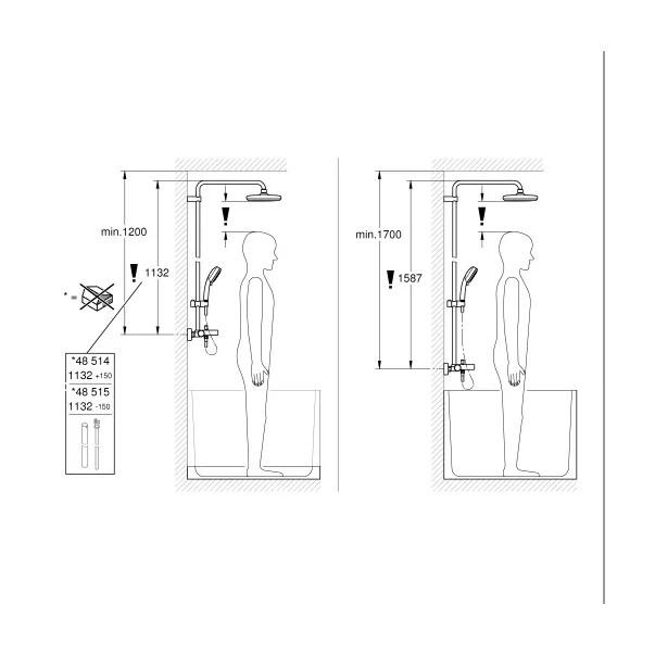 Coloana de dus cu baterie termostatata si pipa cada Grohe Tempesta Cosmopolitan 250 picture - 7