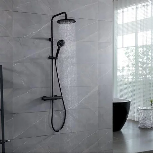 Coloana de dus cu baterie termostatata Wirquin Roma Comfort finisaj negru mat picture - 2