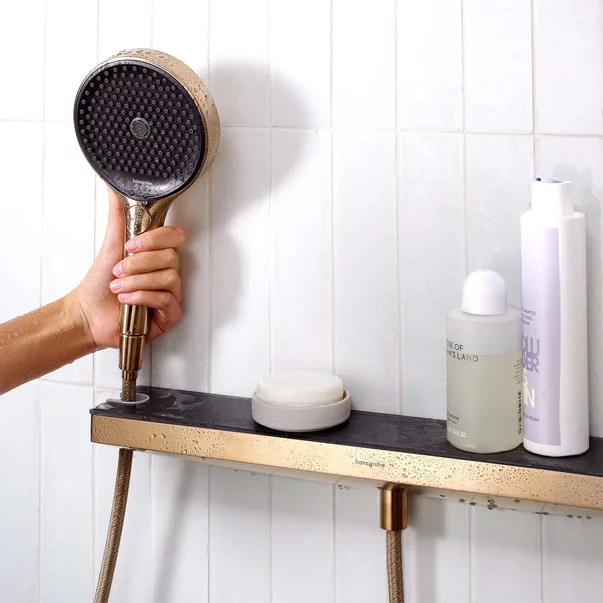 Conector de perete pentru furtun dus Hansgrohe Rainfinity bronz periat picture - 2