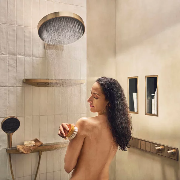 Conector de perete pentru furtun dus Hansgrohe Rainfinity bronz periat picture - 3