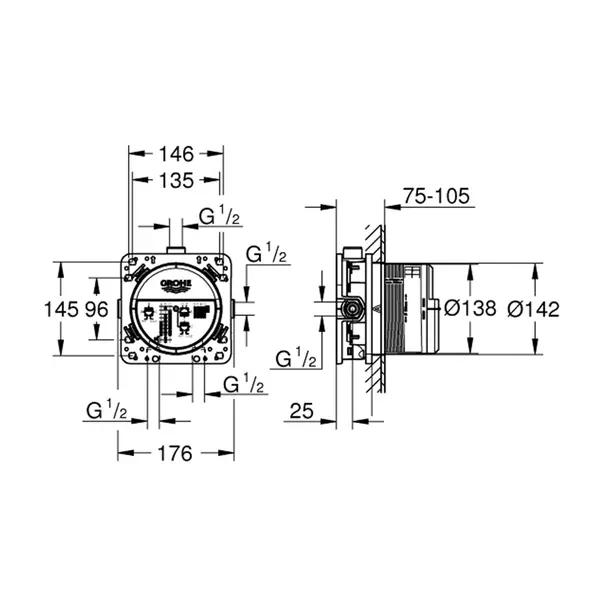 Corp incastrat Grohe Rapido SmartBox Universal 1/2