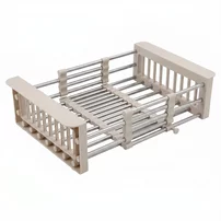 Cos scurgere telescopic Rea dreptunghiular bej mat-inox 47x22.5 cm