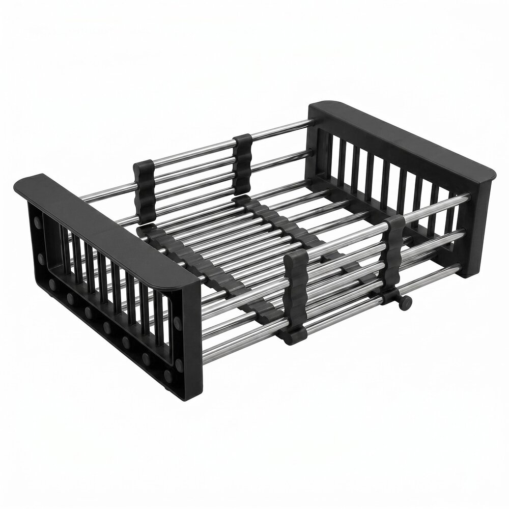Cos scurgere telescopic Rea dreptunghiular negru mat-inox 47x22.5 cm