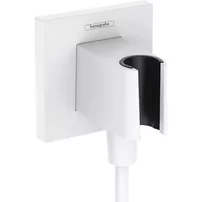 Cot conector dus cu suport para Hansgrohe Fixfit E alb mat