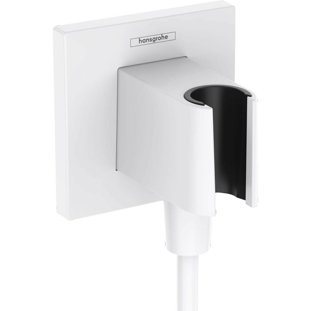 Cot conector dus cu suport para Hansgrohe Fixfit E alb mat