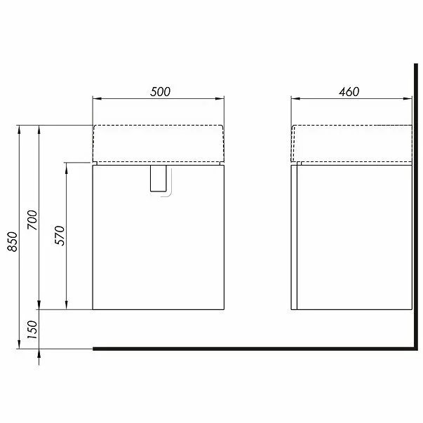 Dulap baza pentru lavoar suspendat Kolo Twins 50 cm, negru mat, 1 sertar picture - 2