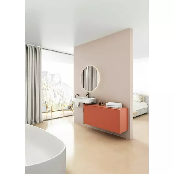 Dulap baza suspendat Ideal Standard Atelier Conca 1 sertar cu blat 100 cm rosu - oranj mat picture - 7