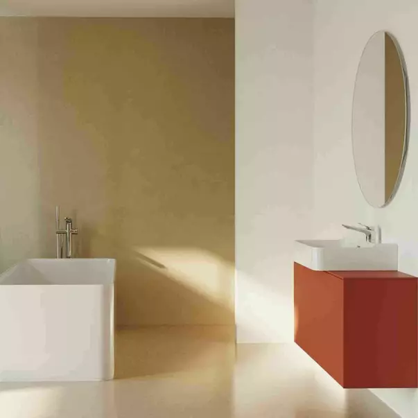 Dulap baza suspendat Ideal Standard Atelier Conca 2 sertare cu blat 100 cm rosu - oranj mat picture - 3
