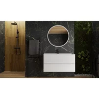 Dulap baza suspendat Rune Asger 2 sertare 100 cm alb lucios