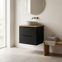 Dulap baza suspendat Rune Asger 2 sertare 60 cm negru mat