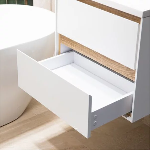 Dulap baza suspendat Rune Dagaz 2 sertare 59 cm alb-lemn lucios picture - 4