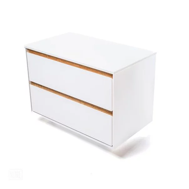 Dulap baza suspendat Rune Dagaz 2 sertare 79 cm alb-lemn lucios picture - 2