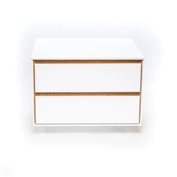 Dulap baza suspendat Rune Dagaz 2 sertare 79 cm alb-lemn lucios picture - 3