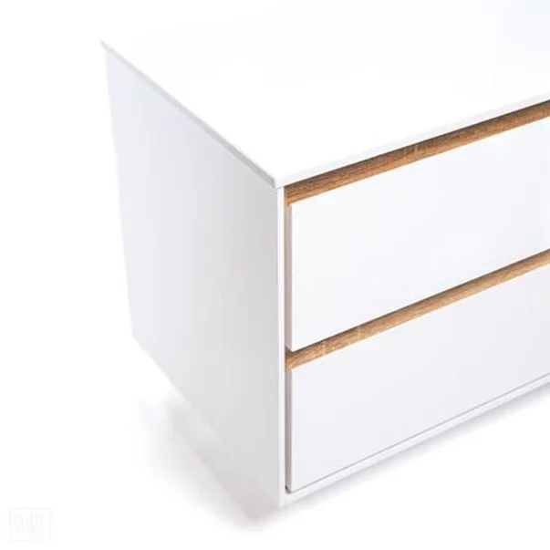 Dulap baza suspendat Rune Dagaz 2 sertare 79 cm alb-lemn lucios picture - 5