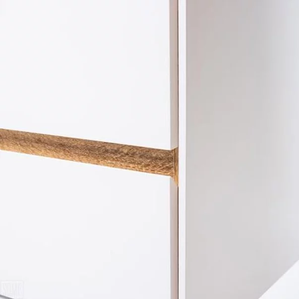 Dulap baza suspendat Rune Dagaz 2 sertare 79 cm alb-lemn lucios picture - 6