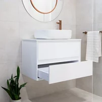 Dulap baza suspendat Rune Dagaz 2 sertare 79 cm alb lucios