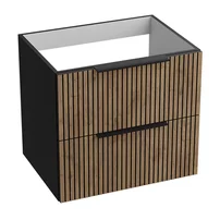 Dulap baza suspendat Rune Ivar 2 sertare 60 cm finisaj negru-lemn mat