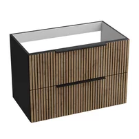 Dulap baza suspendat Rune Ivar 2 sertare 80 cm finisaj negru-lemn mat