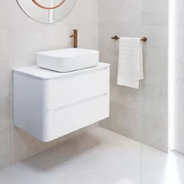 Dulap baza suspendat Rune Laguz 2 sertare 60 cm alb lucios