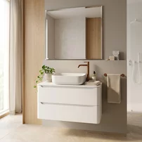 Dulap baza suspendat Rune Laguz 2 sertare 60 cm alb lucios