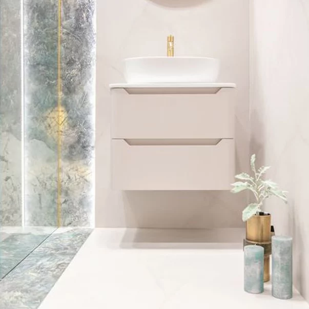 Dulap baza suspendat Rune Laguz 2 sertare 60 cm bej mat picture - 2