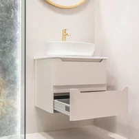 Dulap baza suspendat Rune Laguz 2 sertare 60 cm bej mat