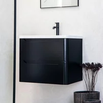 Dulap baza suspendat Rune Laguz 2 sertare 60 cm negru mat