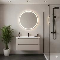 Dulap baza suspendat Rune Laguz 2 sertare 80 cm bej mat