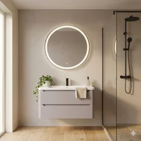 Dulap baza suspendat Rune Laguz 2 sertare 80 cm bej mat