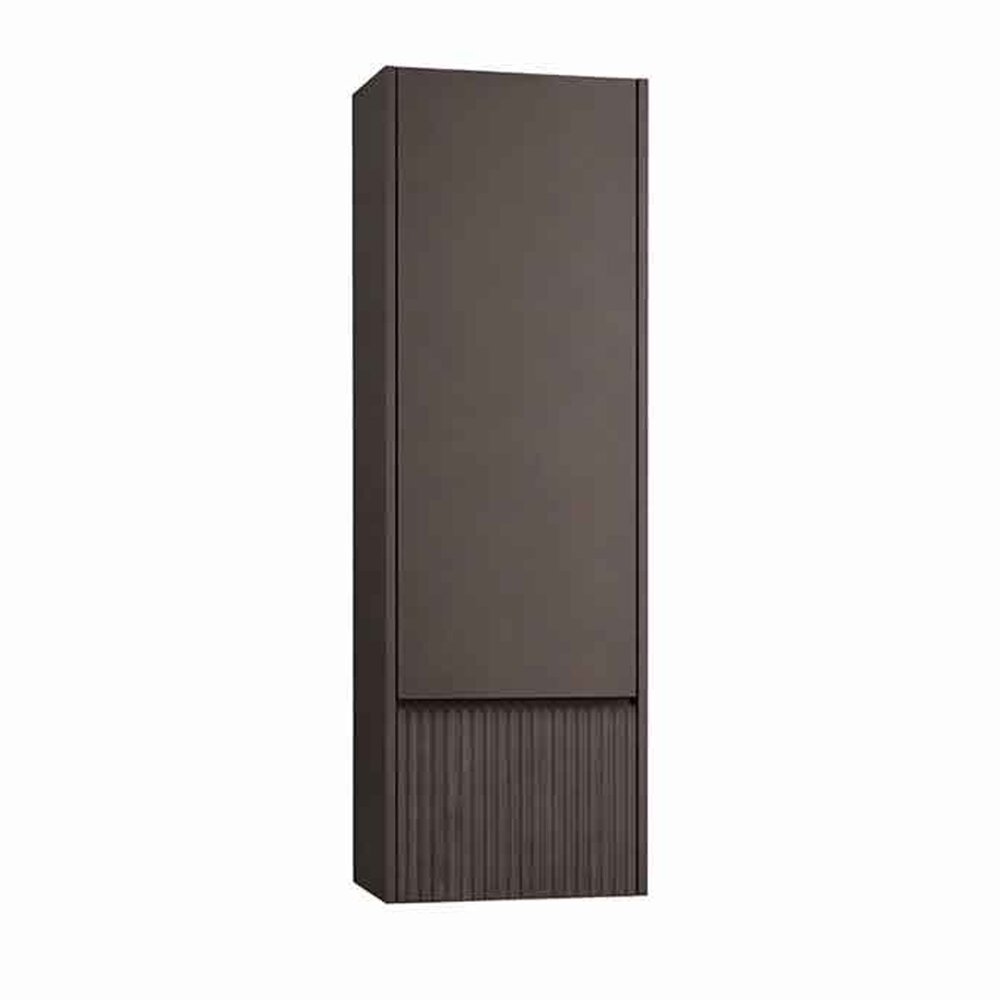 Dulap coloana mare suspendat KolpaSan Orphia riflat 1 usa si 1 sertar 45x140 cm finisaj grafit negru