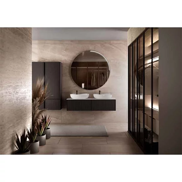 Dulap coloana mare suspendat KolpaSan Orphia riflat 1 usa si 1 sertar 45x140 cm finisaj grafit negru picture - 2