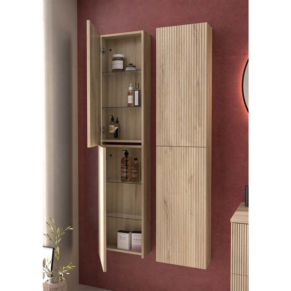 Dulap coloana mediu Gala Canaletto suspendat lemn bej mat 1 usa batanta 35 cm