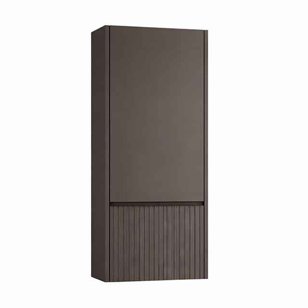 Dulap coloana mediu suspendat KolpaSan Orphia riflat 1 usa si 1 sertar 45x100 cm finisaj grafit negru