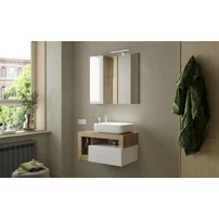 Dulap cu oglinda alb/maro LC Mobili Italia Hamburg 78x75 cm