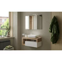 Dulap cu oglinda alb/maro LC Mobili Italia Hamburg 92x75 cm