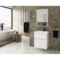 Dulap cu oglinda suspendat Drop Instinct alb 1 usa si raft 48 cm