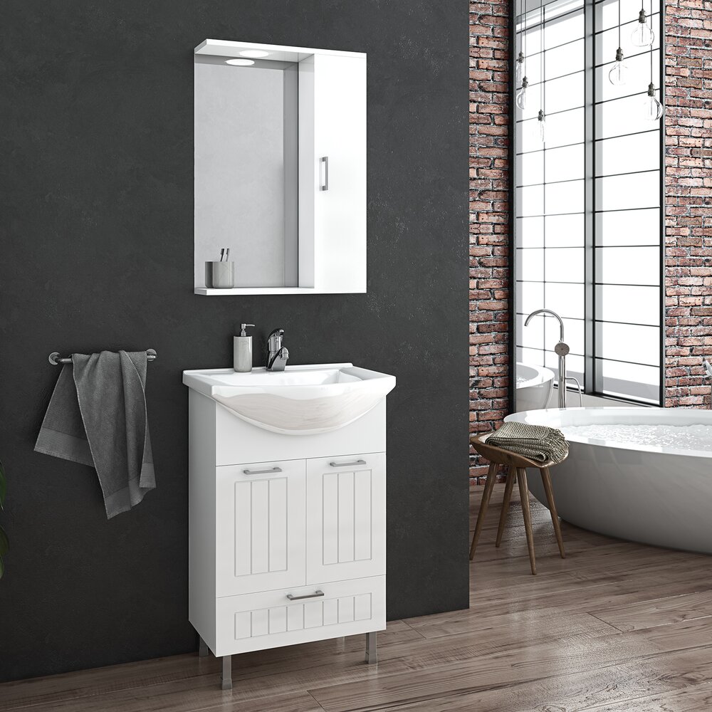 Dulap cu oglinda suspendat Drop Ritmo alb 1 usa 48 cm dreapta