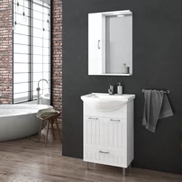 Dulap cu oglinda suspendat Drop Ritmo alb 1 usa 48 cm stanga