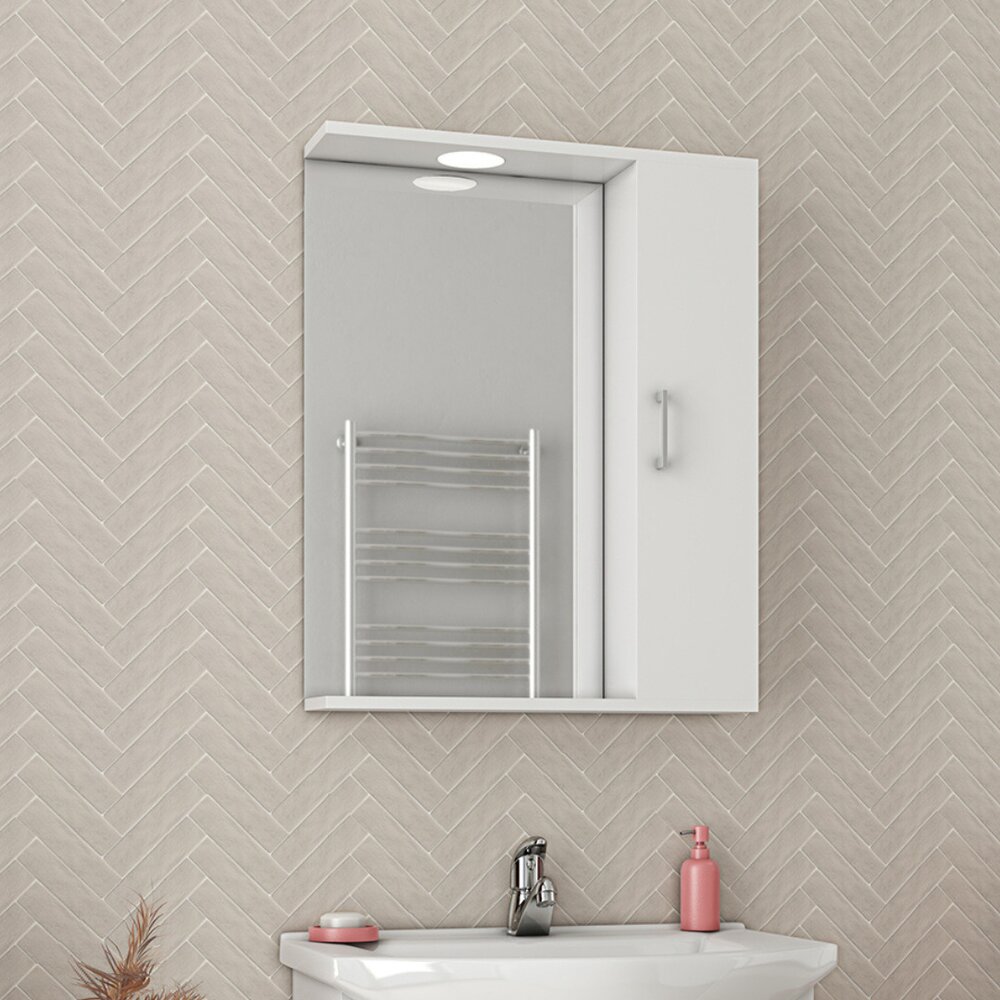 Dulap cu oglinda suspendat Drop Ritmo alb 1 usa 58 cm dreapta