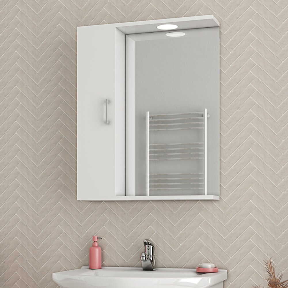 Dulap cu oglinda suspendat Drop Ritmo alb 1 usa 58 cm stanga