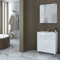 Dulap cu oglinda suspendat Drop Ritmo alb 1 usa 68 cm stanga