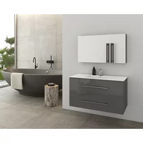 Dulap cu oglinda suspendat Drop Torino antracit 1 usa 88 cm