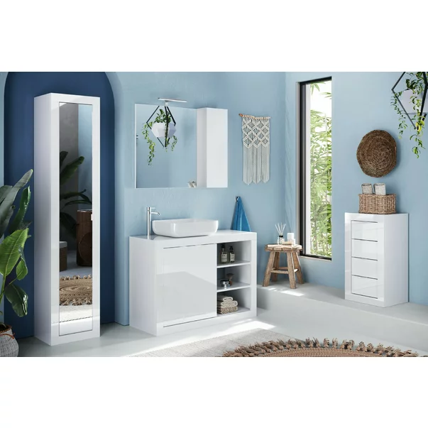 Dulap tip coloana alb LC Mobili Italia Basic 195x40 cm cu oglinda picture - 2
